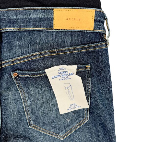 H&M & Demim Blue Skinny Fit Stretch Panel Maternity Jeans Womens Size 6 - Picture 3 of 10
